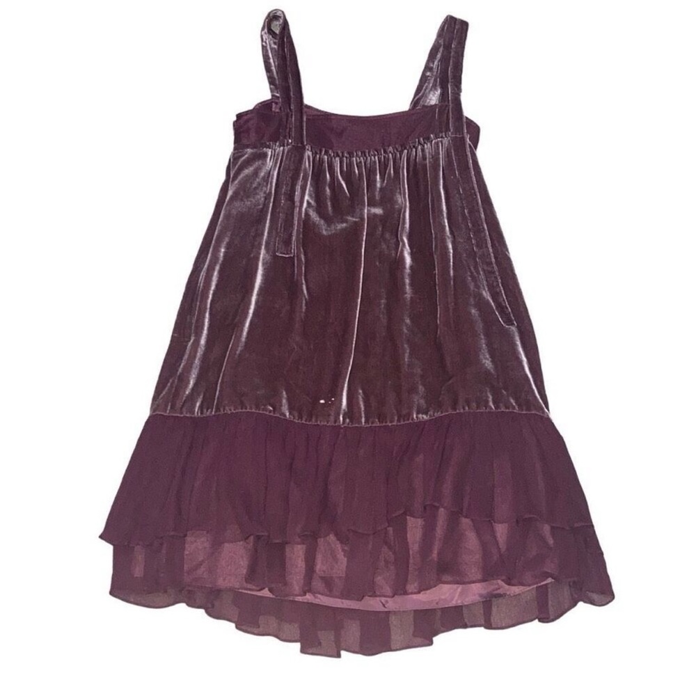 Anthropologie Twinkle by Wenlan Velvet Mini Dress Tiered Ruffle Mauve Purple sz4